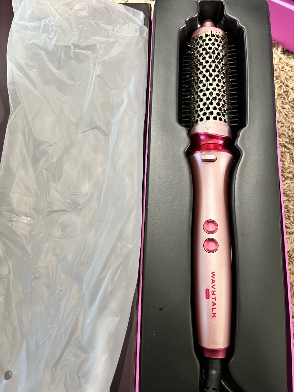 Wavutalk Pink Ceramic Hot Air Round Brush for Women